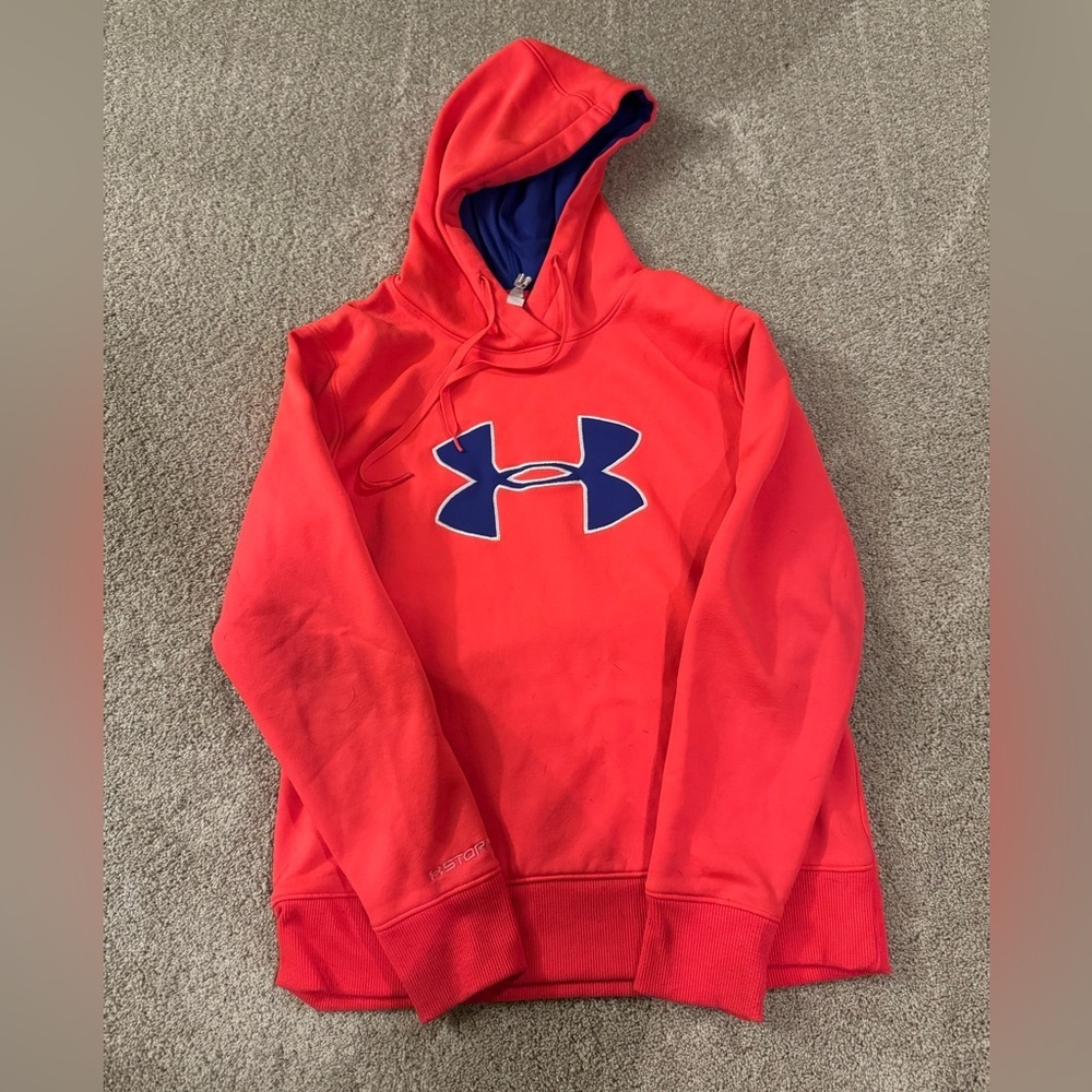 Under Armour Scarlet Hoodie with Navy Emblem